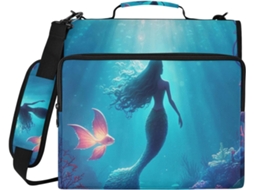 Sereias Pasta De 3 Argolas Subaquática, Organizador Com Zíper, Estojo Impermeável Lápis Trabalhos Escolares