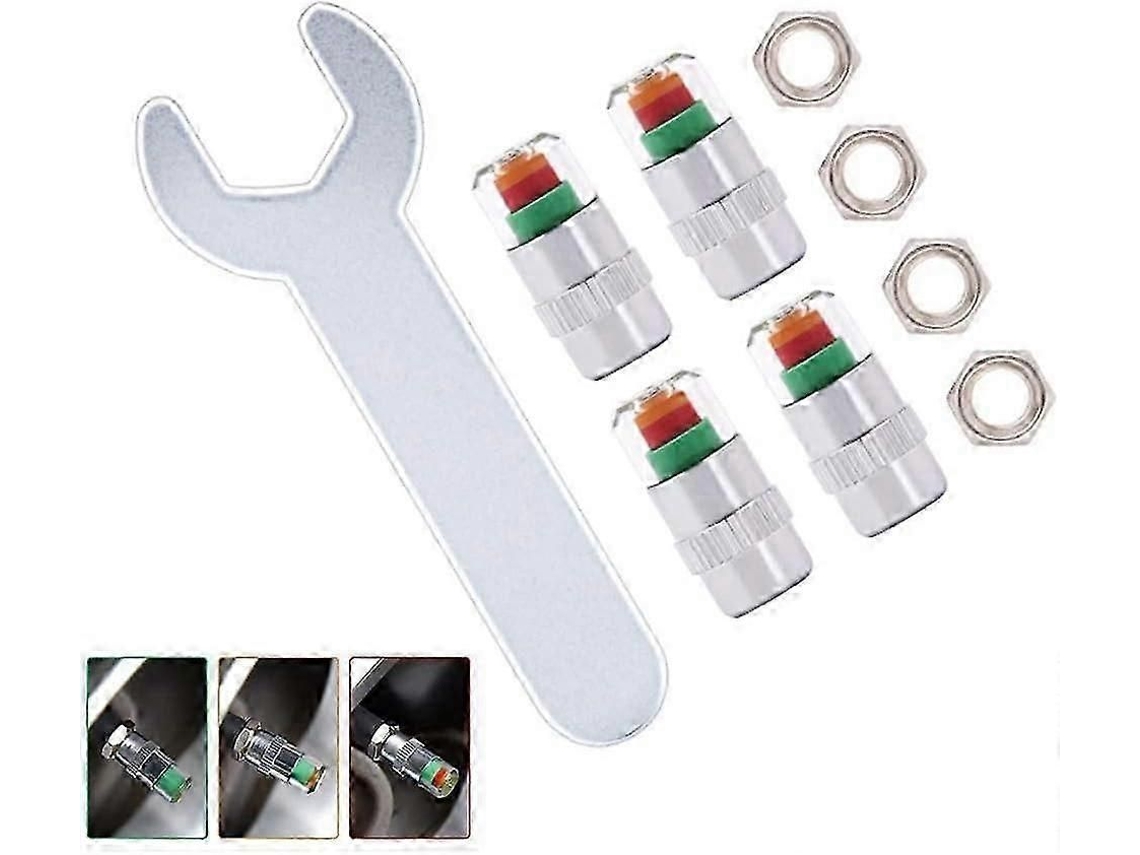 Conjunto de 4 Tampas Válvula para Monitor Pressão Pneus Carro, em Alumínio, Modelo Szrh A k GOKOCO