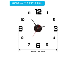 Relógio de parede silencioso 3D Baok, luminoso, faça você mesmo, sem furos, sem moldura, acrílico, 40 cm, preto, para sala de estar, escritório, quarto, decoração moderna.