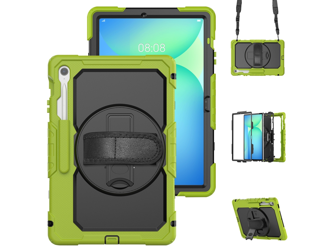 Capa para Samsung Tab S10fe Plus 13.1 com Alça de Ombro, Suporte e Cor Verde e Preto XIAOMOYU