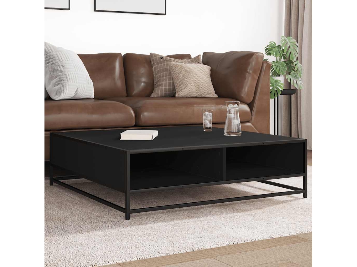 Vidaxl Mesa De Centro 100x100x30 Cm Derivados De Madeira/metal Preto