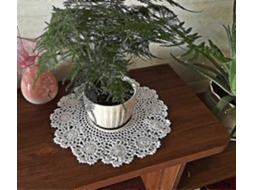 Lurelia Individual Redonda Algodão Renda Crochê Branco 40cm 40 Cm Lavável Floral Feito À Mão Reutilizável