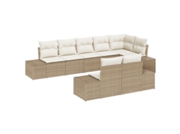 Conjunto 8 Sofá De Jardim Vidaxl Bege Vime Pe (319 X 154 X 69 Cm)