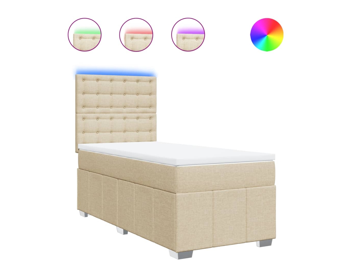 Cama com Molas/colchão 80x200 Cm Tecido Cor Crème MAISON EXCLUSIVE