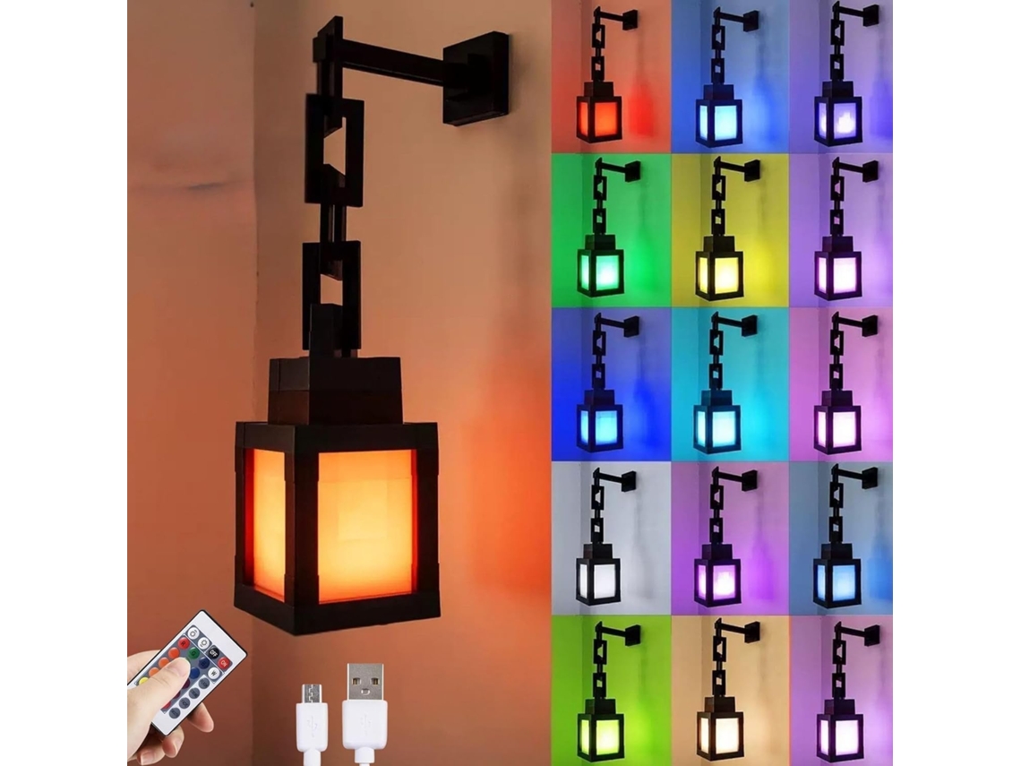 Luminária Noturna Pixelada Em Formato De Lanterna, Controle Remoto Rgb De 16 Cores, Design Recarregável Via Usb, Ideal Para Fantasias E Cosplay