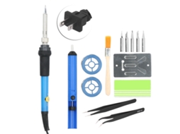 Conjunto De Ferro De Solda Elétrico Ajustável Em Temperatura 14 Peças Ferramenta De Soldagem Com Mangueira Plug Us 110v