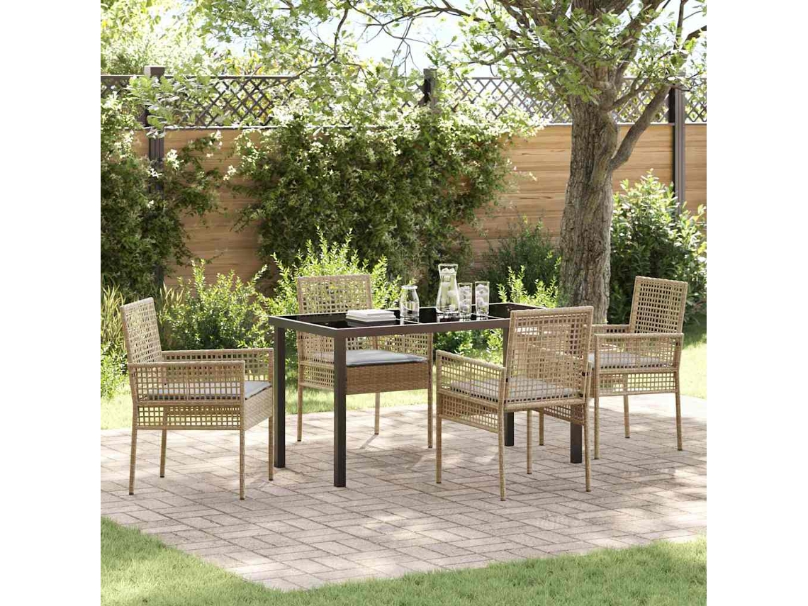 Vidaxl Conjunto De Jantar Para Jardim 5 Unid. Bege Vime Pe