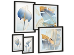 Galeria De Pinturas Murais Texturas Pictóricas, Tinta, Minimalismo Moldura Branca Quadros Para A Sala De Estar Espelharte (conjunto De 5 Imagens)