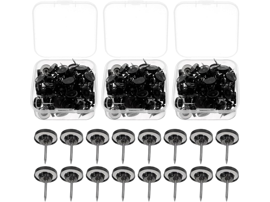 Tachinhas De Plástico Pretas Para Quadros Cortiça, 3 Caixas Com 50 Unidades Cada, Design Inovador Para Atividades