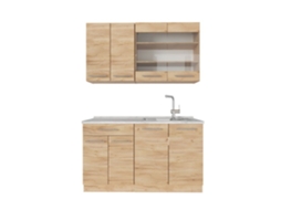 Cozinha Fame Line, 140cm, Pt Mármore, Carvalho De Força Dourado, Carvalho De Força Dourado, Vicco