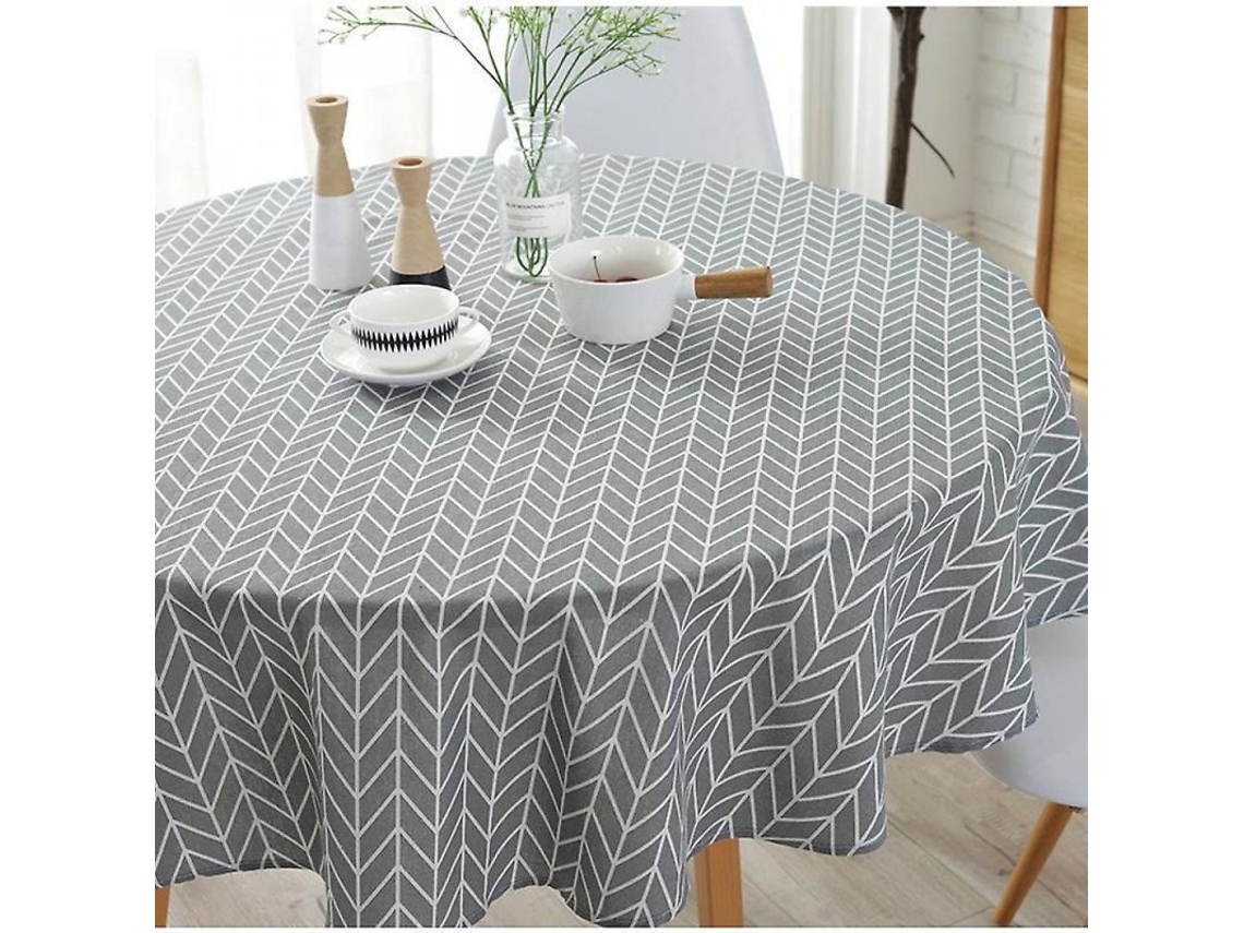 Mantel Redondo de Poliéster algodón 59 Pulgadas 150cm, 3 Estilos, para Bodas, Banquetes Y Hogar Swr Gris