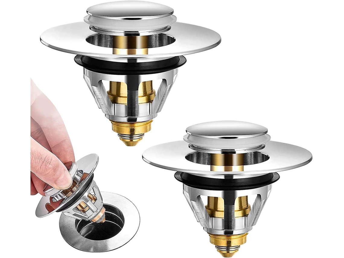 Desagüe Universal para Lavabo Y Bañera, Filtro Antibloqueo Antiodor, Acero Inoxidable Y Cobre Puro, para Orificios 34 38mm