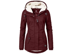 Abrigo De Invierno Impermeable Con Capucha Para Mujer Rojo Talla M Liner De Felpa Grueso Caliente M Rojo