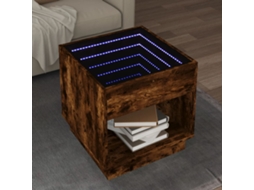 Vidaxl Mesa De Centro Luzes Led Infinity 50x50x50 Cm Carvalho Fumado