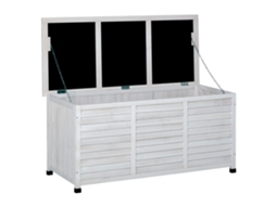 Baú De Madeira Ao Ar Livre Caixa De Armazenamento De Jardim Com Tampa Que Pode Ser Aberta 127x56x60 Cm Branco