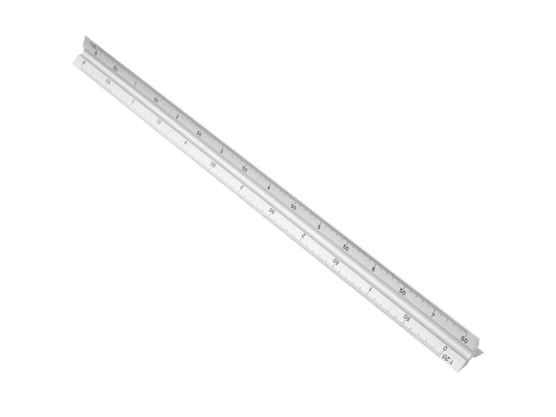 Régua Triangular Genérica De 30cm Em Liga Alumínio Para Desenho Precisão, Ideal Para Arquitetos E Engenheiros