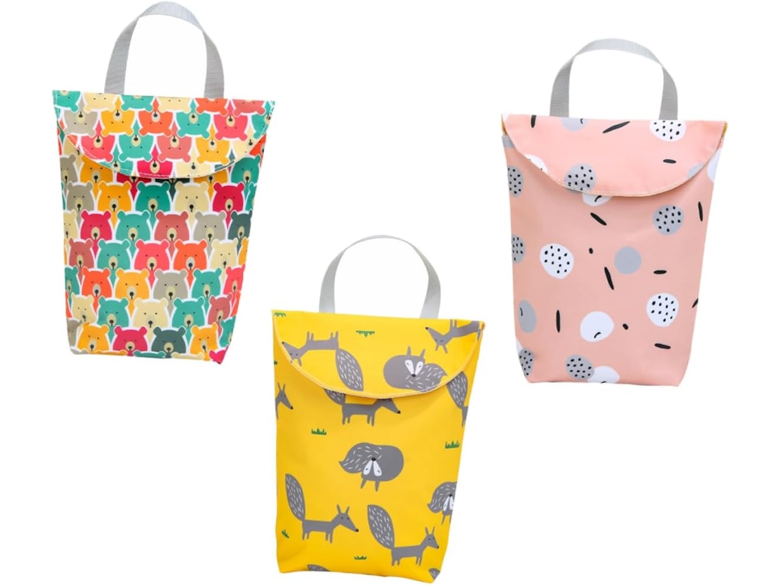 Conjunto Portátil de 3 Peças para Troca de Fraldas de Pano, para Uso Seco e Molhado, CHABERLU