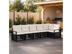 Vidaxl Conjunto De Sofá De Jardim 6 Pcs Preto Vime Pe