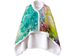 Manta Fansu Mandala Sherpa de Lã Grossa Macia e Estampada com Botões em Microfibra Ideal para o Inverno Adulto