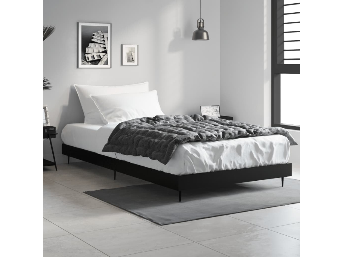 Estrutura De Cama 90x200 Cm Derivados De Madeira Preto