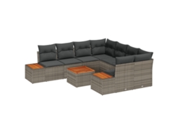 Conjunto 9 Conjunto De Sofá De Jardim Vidaxl Cinzento Vime Pe (55 X 55 X 37 Cm)