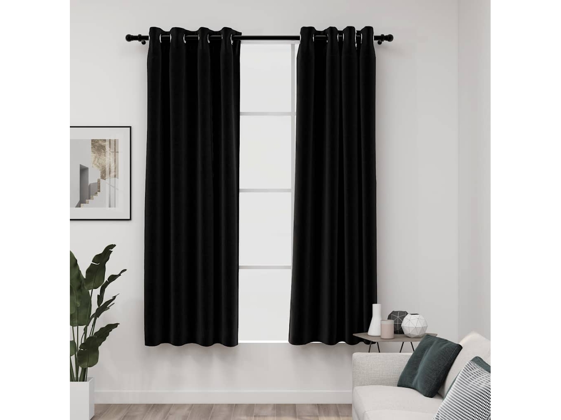 Vidaxl Cortinas Opacas Aspeto Linho 2 Pcs 140x175 Cm Antracite