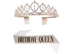 Conjunto De 2 Peças: Tiara De Coroa E Faixa De Festa Para Aniversário.