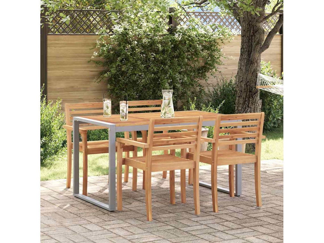 Vidaxl Mesa De Jardim Cinzeto 140 X 80 X 75 Cm