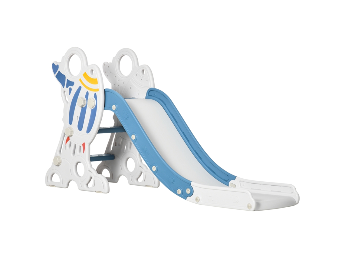 Escorregador Para Criança Pe, Pp Cor Azul, Cinza E Branco 157x46,5x80 Cm Aiyaplay