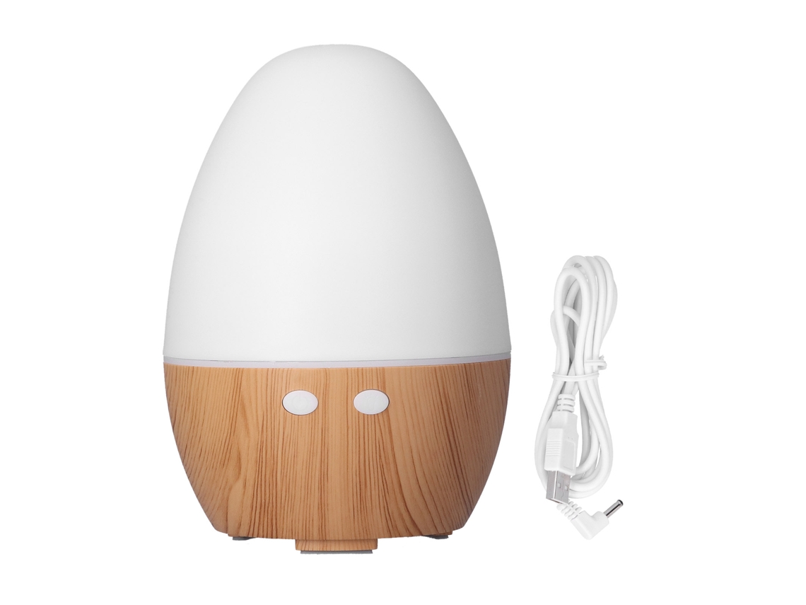 Laxiscreed Umidificador Portátil Com Luz Noturna, Aromaterapia, 130ml E Energia Usb, Acabamento Em Madeira Clara