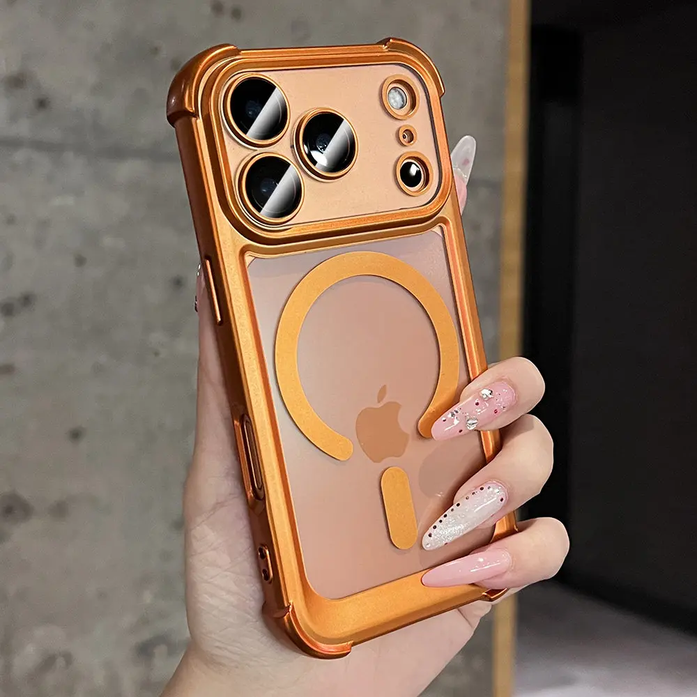 Capa Protetora Magnética Para Iphone 13 (laranja), Com Acabamento Fosco Eletroplástico.