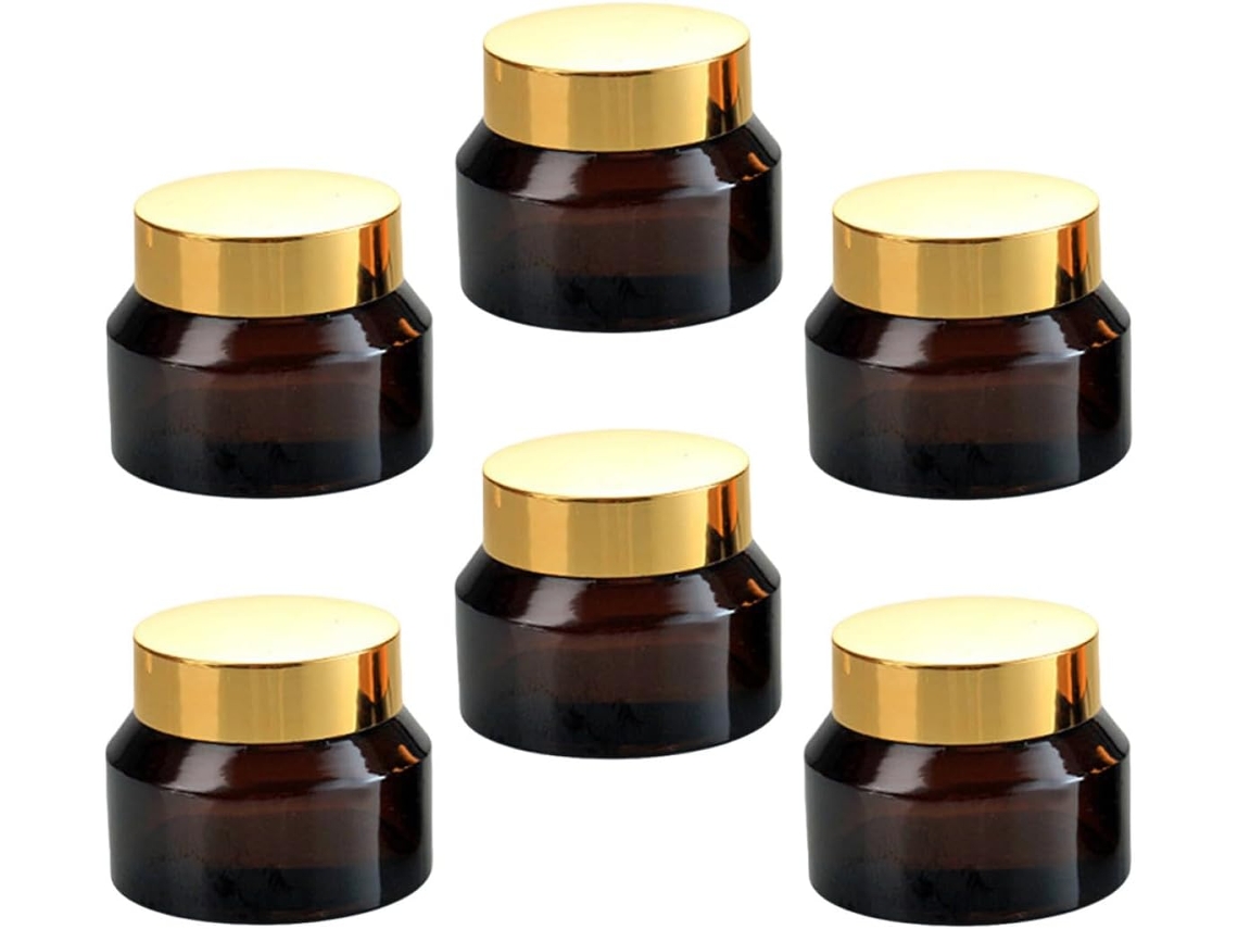 Ciieeo Com 6 Pequenos Frascos De Vidro Âmbar De 50ml Para Armazenar Creme Facial E Loção.