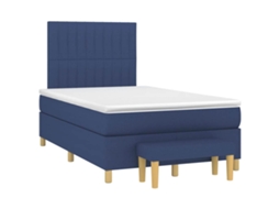 Vidaxl Cama Boxspring Com Colchão 120x190 Cm Tecido Azul