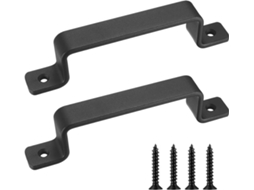 Conjunto de 2 puxadores de ferro fundido vintage, preto, para uso externo e interno X001
