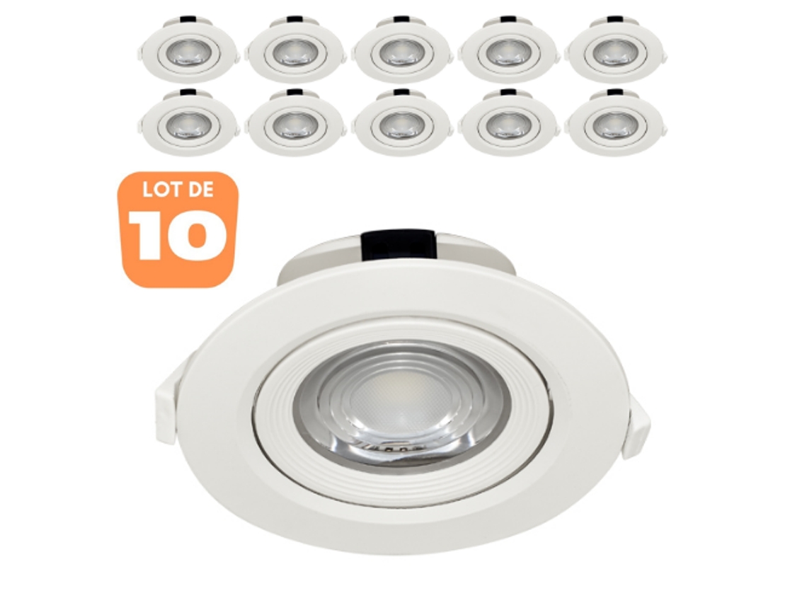 Conjunto de 10 Manchas de Led de Cob Construídas -Em Branco Ajustável Branco 10W Ip20 6500K BRAYTRON