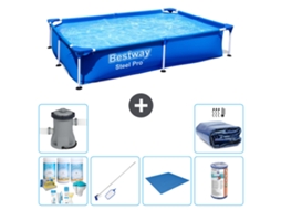 Piscina BESTWAY Steel Pro Retangular 221x150x43 Cm com 7 peças