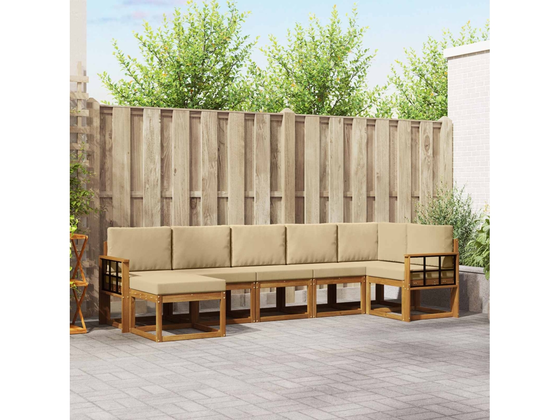 Vidaxl Conjunto De Sofás Para Exterior 7 Pcs Natural E Bege