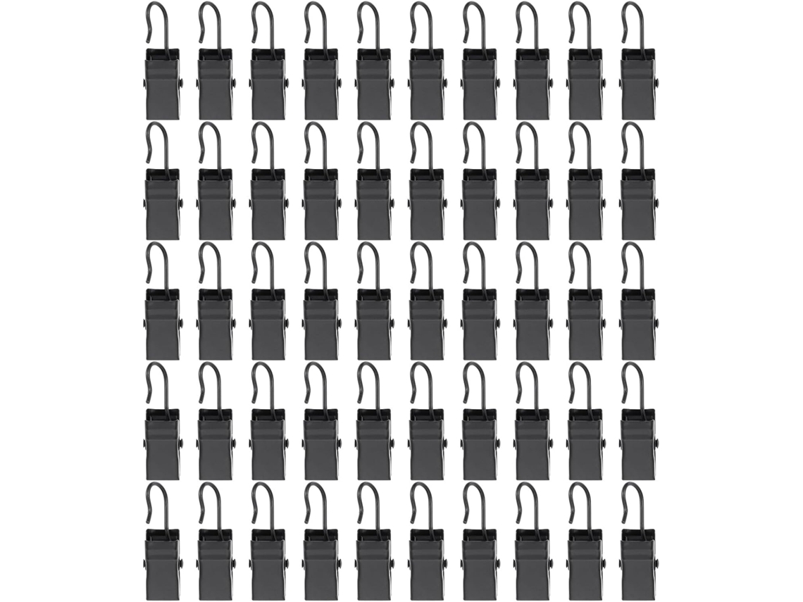 Conjunto De 50 Presilhas De Cortina De Aço Eletroforético Preto De 32 Mm, Grampos Resistentes Para Fixação De Luzes Conjunto De 50 Pres