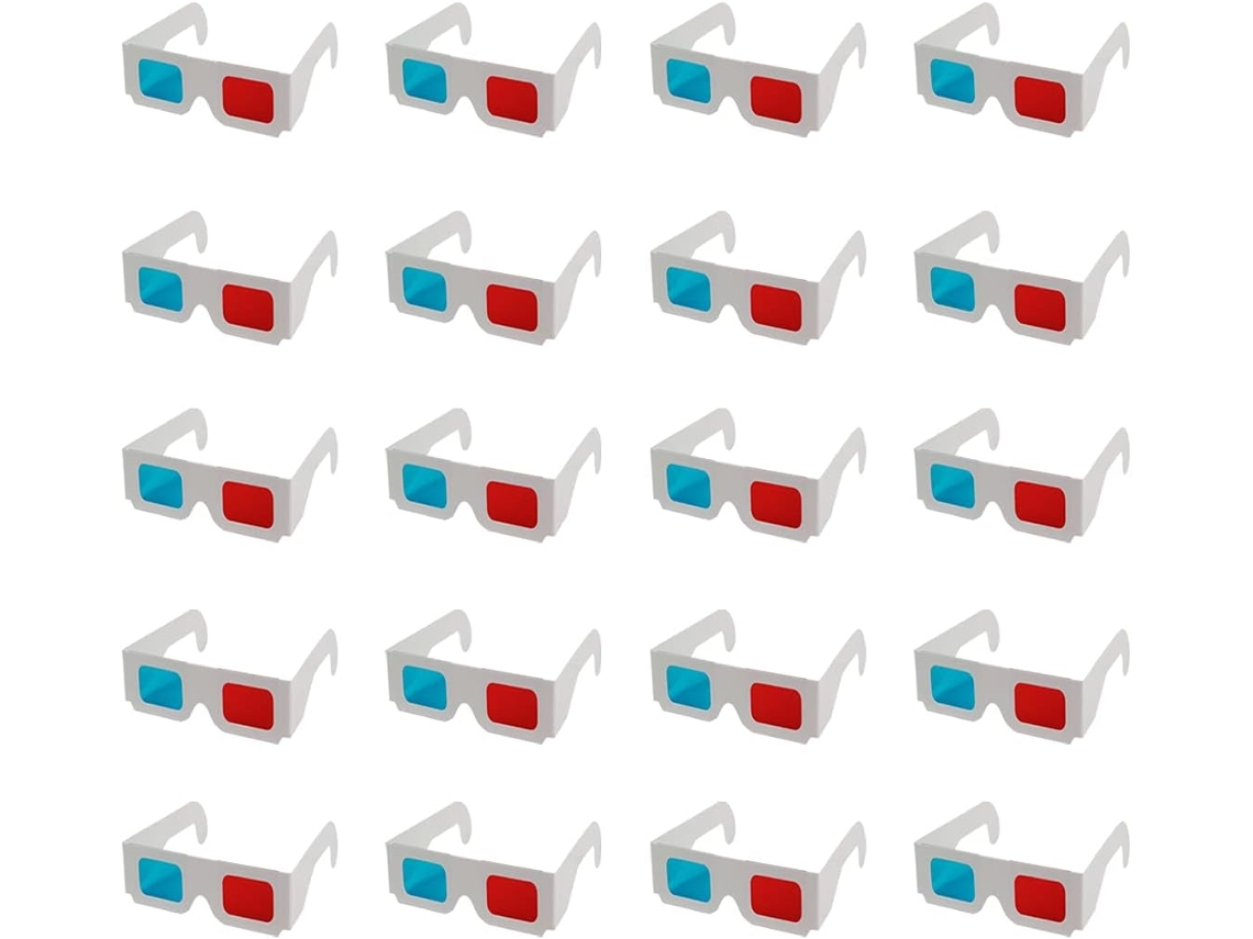 20 Pares De Óculos Papel 3d Vermelhos E Azuis Para Decoração Cinema, Fq
