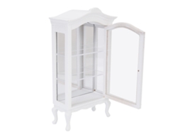 Armário De Exposição De Madeira Branco Em Miniatura Com 3 Camadas E Janelas Transparentes Para Bonecas Casa De Bonecas 1:12