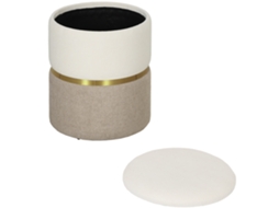 Banco Com Armazenamento, Banqueta Com Tampa, Anel De Metal, Design Bicolor 36 X 36 X 44 Cm Creme Branco