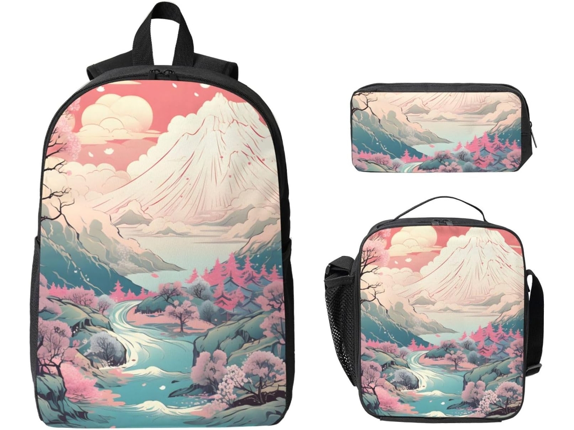 Conjunto De Mochila Fuji Com Lancheira, Estojo, Térmica Escolar, 3 Peças, Presente Para Homens E