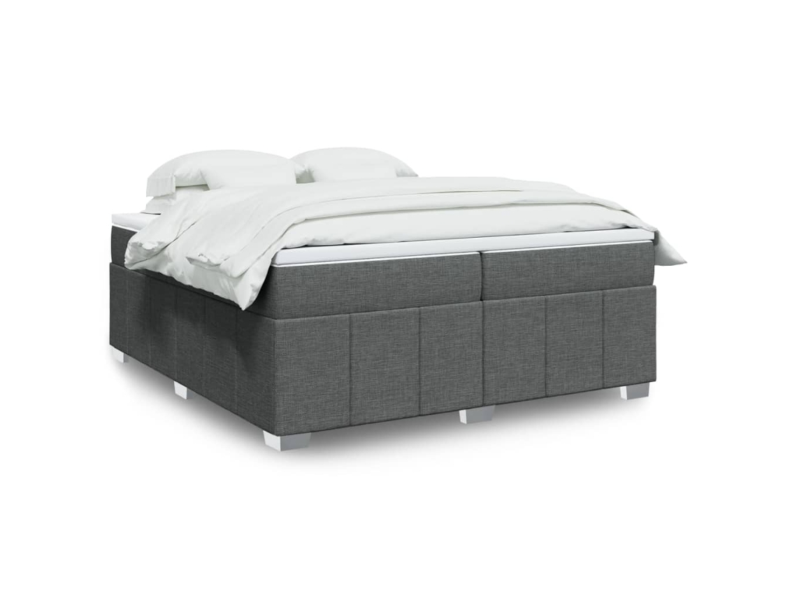 Vidaxl Cama Com Molas/colchão 200x200 Cm Tecido Cinzento-escuro