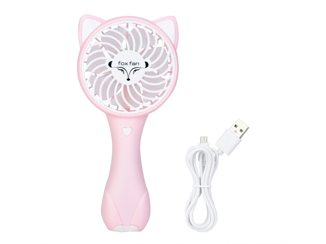Ventilador Portátil Usb Mini Raposa Rosa Recarregável
