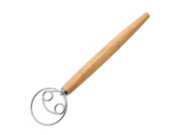 Batedor De Farinha Em Aço Inoxidável Com Cabo Madeira E Espiral