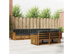 Vidaxl Conjunto De Sofás Para Exterior 8 Pcs Natural E Antracite