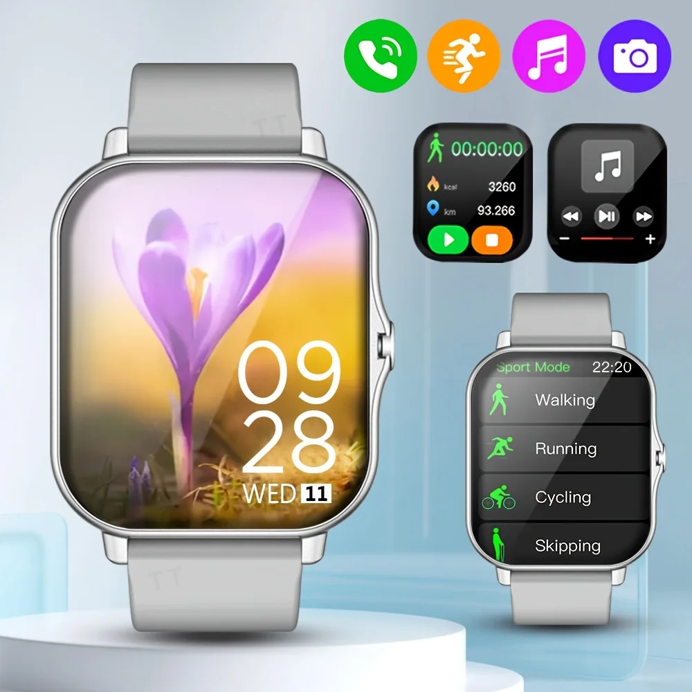 (prateado) Novo Smartwatch Multifuncional Com Tela Sensível Ao Toque Hd De 1,83 Polegadas