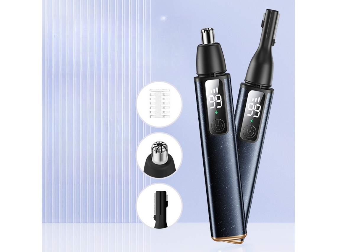 Aparador Nariz/orelhas 2 em 1 Usb c Recarregável,visor Led, 10000 Rpm, Ipx7 Preto HEXINYIGJLY
