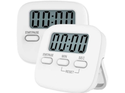 Conjunto De 2 Temporizadores Digitais De Cozinha, Base Magnética, Suporte Dobrável Ou Orifício Para Pendurar, Alarme Sonoro
