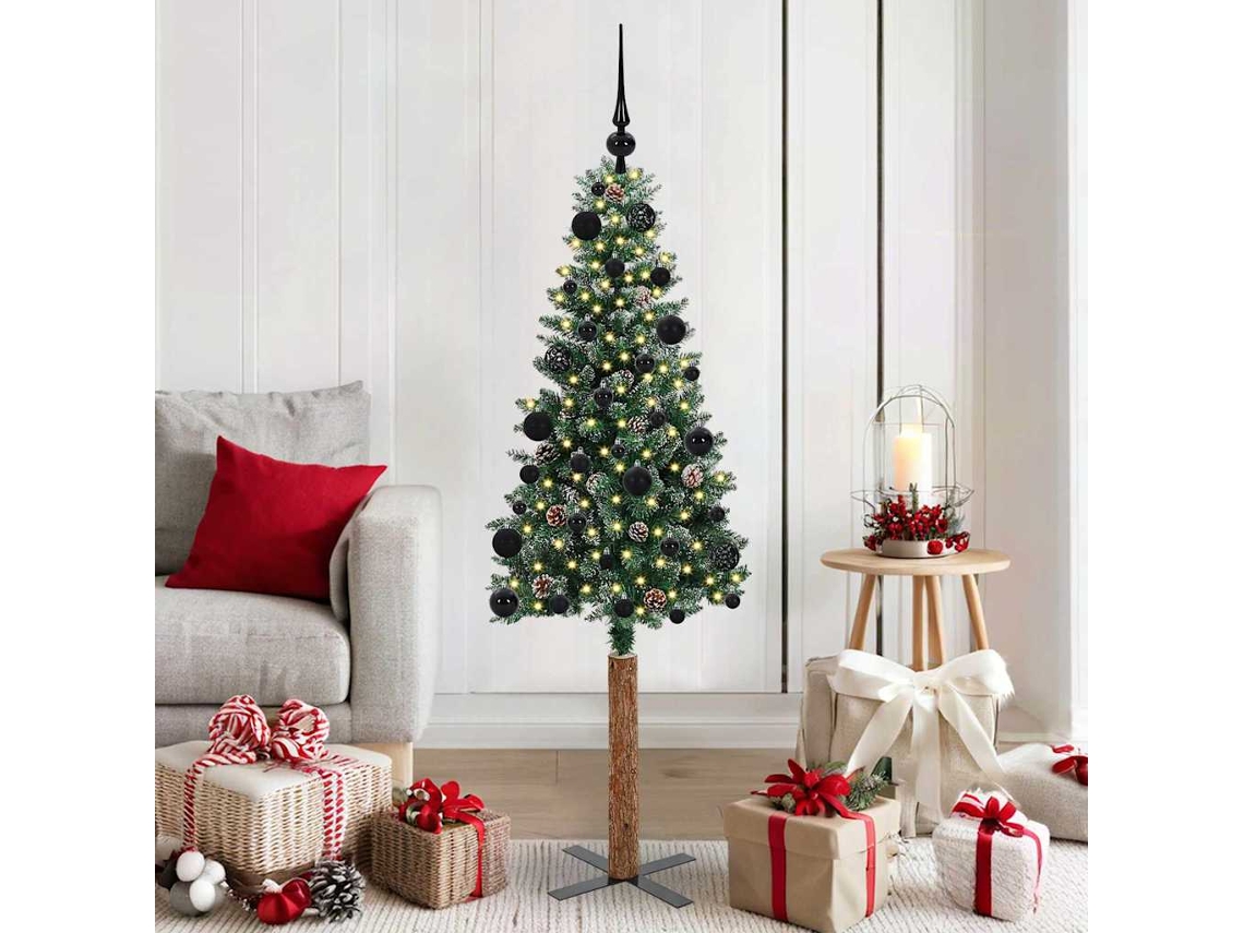 Vidaxl Árvore De Natal Slim Com 150 Leds Com Suporte Verde 150 Cm